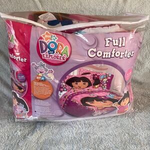 Dora the Explorer Full Size Comforter Y2K 2008 Pink Flowers 76x86 Nick Jr